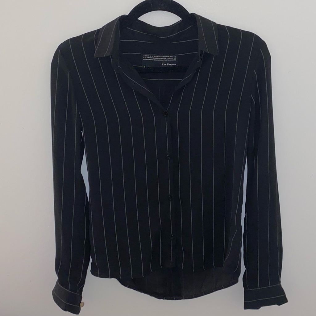 The Kooples Dark Navy Striped Button Up Blouse
